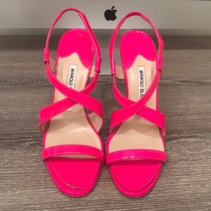 Hot Pink Manolo Blahnik Sandals 37.5